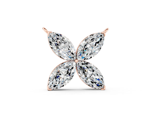 Rose gold Four-Prong Marquise Diamond Flower Pendant