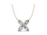 Rose gold Four-Prong Marquise Diamond Flower Pendant_31