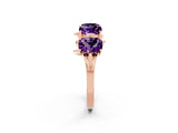 Rose gold Four-Stone Elongated Cushion Amethyst Band with Nature-Inspired Prong Setting_8