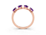 Rose gold Four-Stone Elongated Cushion Amethyst Band with Nature-Inspired Prong Setting_9