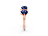 Rose gold Four-Stone Elongated Cushion Blue Sapphire Band with Nature-Inspired Prong Setting_8