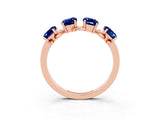 Rose gold Four-Stone Elongated Cushion Blue Sapphire Band with Nature-Inspired Prong Setting_9