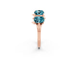 Rose gold Four-Stone Elongated Cushion Blue Topaz Band with Nature-Inspired Prong Setting_8