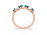Rose gold Four-Stone Elongated Cushion Blue Topaz Band with Nature-Inspired Prong Setting_9