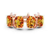 Rose gold Four-Stone Elongated Cushion Citrine Band with Nature-Inspired Prong Setting_6