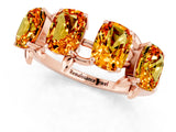Rose gold Four-Stone Elongated Cushion Citrine Band with Nature-Inspired Prong Setting_7