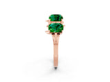 Rose gold Four-Stone Elongated Cushion Emerald Band with Nature-Inspired Prong Setting_8