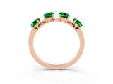 Rose gold Four-Stone Elongated Cushion Emerald Band with Nature-Inspired Prong Setting_9