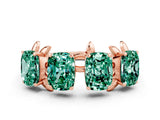 Rose gold Four-Stone Elongated Cushion Green Sapphire Band with Nature-Inspired Prong Setting_6