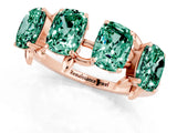 Rose gold Four-Stone Elongated Cushion Green Sapphire Band with Nature-Inspired Prong Setting_7