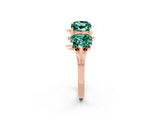 Rose gold Four-Stone Elongated Cushion Green Sapphire Band with Nature-Inspired Prong Setting_8