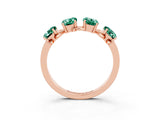 Rose gold Four-Stone Elongated Cushion Green Sapphire Band with Nature-Inspired Prong Setting_9