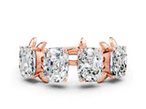 Rose gold Four-Stone Elongated Cushion Moissanite Band with Nature-Inspired Prong Setting_6