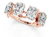 Rose gold Four-Stone Elongated Cushion Moissanite Band with Nature-Inspired Prong Setting_7