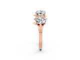 Rose gold Four-Stone Elongated Cushion Moissanite Band with Nature-Inspired Prong Setting_8