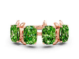 Rose gold Four-Stone Elongated Cushion Peridot Band with Nature-Inspired Prong Setting_6