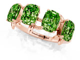 Rose gold Four-Stone Elongated Cushion Peridot Band with Nature-Inspired Prong Setting_7