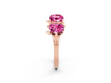 Rose gold Four-Stone Elongated Cushion Pink Sapphire Band with Nature-Inspired Prong Setting_8