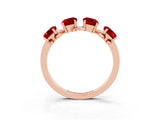 Rose gold Four-Stone Elongated Cushion Ruby Band with Nature-Inspired Prong Setting_9