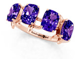 Rose gold Four-Stone Elongated Cushion Tanzanite Band with Nature-Inspired Prong Setting_7