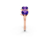 Rose gold Four-Stone Elongated Cushion Tanzanite Band with Nature-Inspired Prong Setting_8