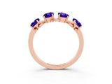 Rose gold Four-Stone Elongated Cushion Tanzanite Band with Nature-Inspired Prong Setting_9