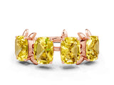 Rose gold Four-Stone Elongated Cushion Yellow Sapphire Band with Nature-Inspired Prong Setting_6