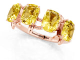 Rose gold Four-Stone Elongated Cushion Yellow Sapphire Band with Nature-Inspired Prong Setting_7