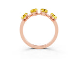 Rose gold Four-Stone Elongated Cushion Yellow Sapphire Band with Nature-Inspired Prong Setting_9