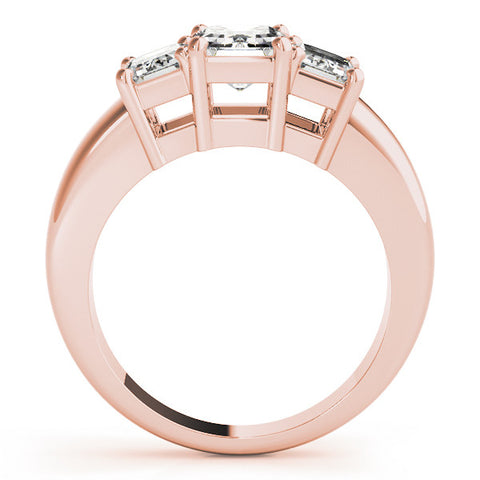 Rose gold Four-Stone Radiant Cut Diamond Ring with Prong Setting on a White Gold Band 1
