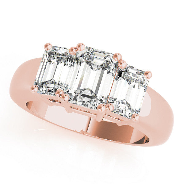 Rose gold Four-Stone Radiant Cut Diamond Ring with Prong Setting on a White Gold Band