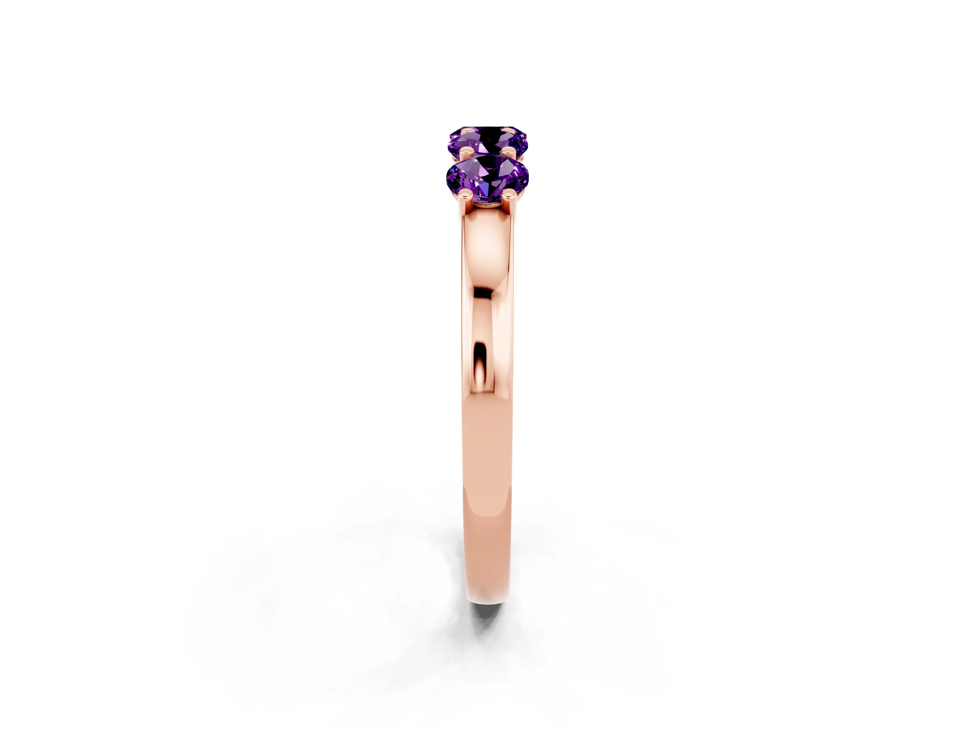 Rose gold Four-Stone Round Amethyst Prong-Set Band_20