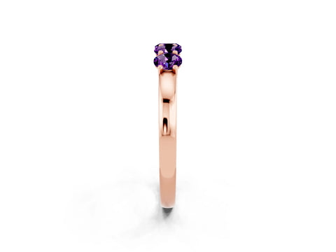 Rose gold Four-Stone Round Amethyst Prong-Set Band_20