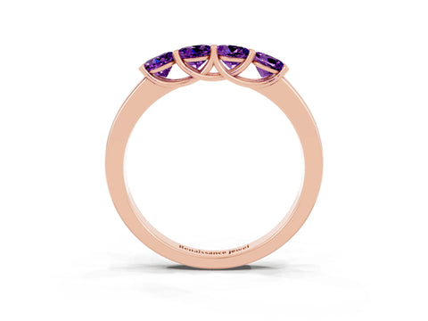 Rose gold Four-Stone Round Amethyst Prong-Set Band_21