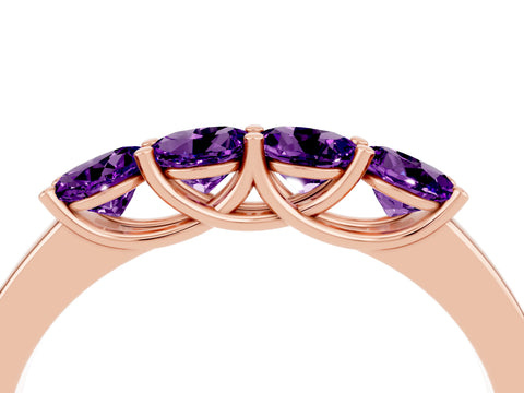 Rose gold Four-Stone Round Amethyst Prong-Set Band_22