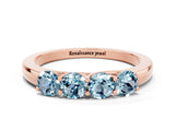 Rose gold Four-Stone Round Aquamarine Prong-Set Band_18