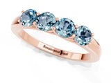 Rose gold Four-Stone Round Aquamarine Prong-Set Band_19