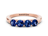 Rose gold Four-Stone Round Blue Sapphire Prong-Set Band_18