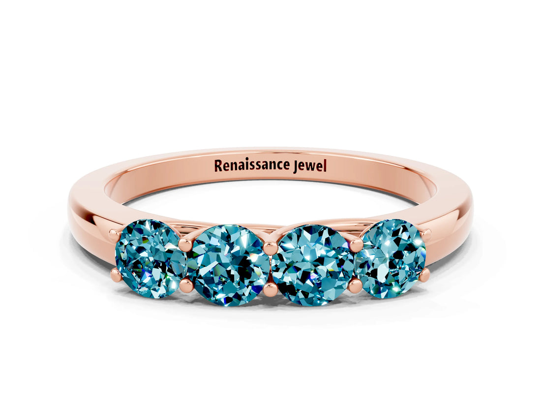 Rose gold Four-Stone Round Blue Topaz Prong-Set Band_18