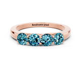 Rose gold Four-Stone Round Blue Topaz Prong-Set Band_18