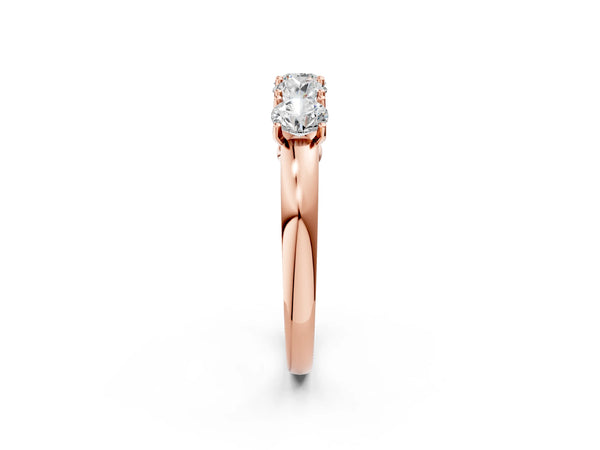 Rose gold Four-Stone Round Cut Diamond Prong-Set White Gold Band
