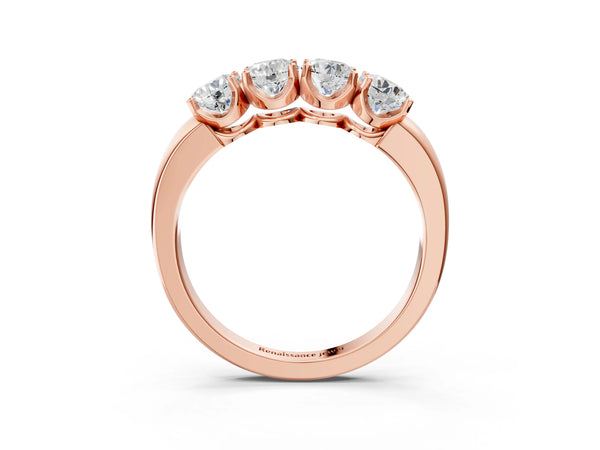 Rose gold Four-Stone Round Cut Diamond Prong-Set White Gold Band