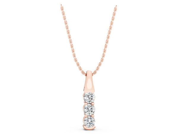 Rose gold Four-Stone Round Diamond Channel-Set Pendant