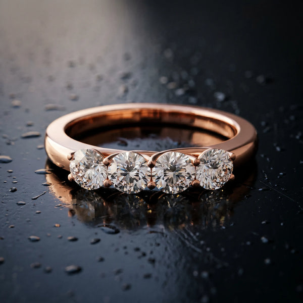 Rose gold Four-Stone Round Diamond Prong-Set Band
