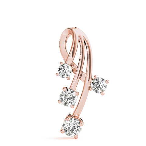 Rose gold Four-Stone Round Diamond Prong-Set Pendant 1