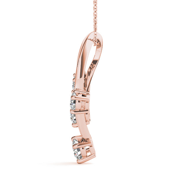 Rose gold Four-Stone Round Diamond Prong-Set Pendant 2