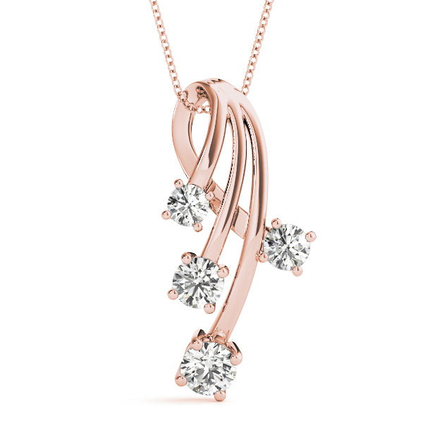 Rose gold Four-Stone Round Diamond Prong-Set Pendant