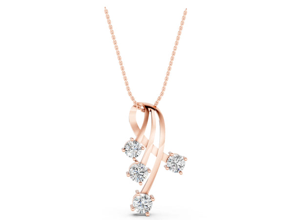 Rose gold Four-Stone Round Diamond Prong-Set Pendant