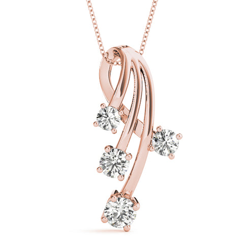 Rose gold Four-Stone Round Diamond Prong-Set Pendant