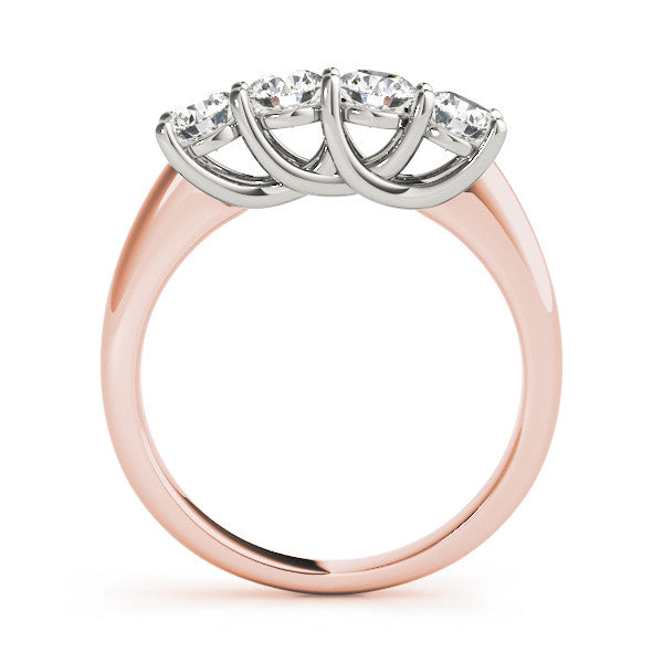 Rose gold Four-Stone Round Diamond Prong-Set White Gold Band 1
